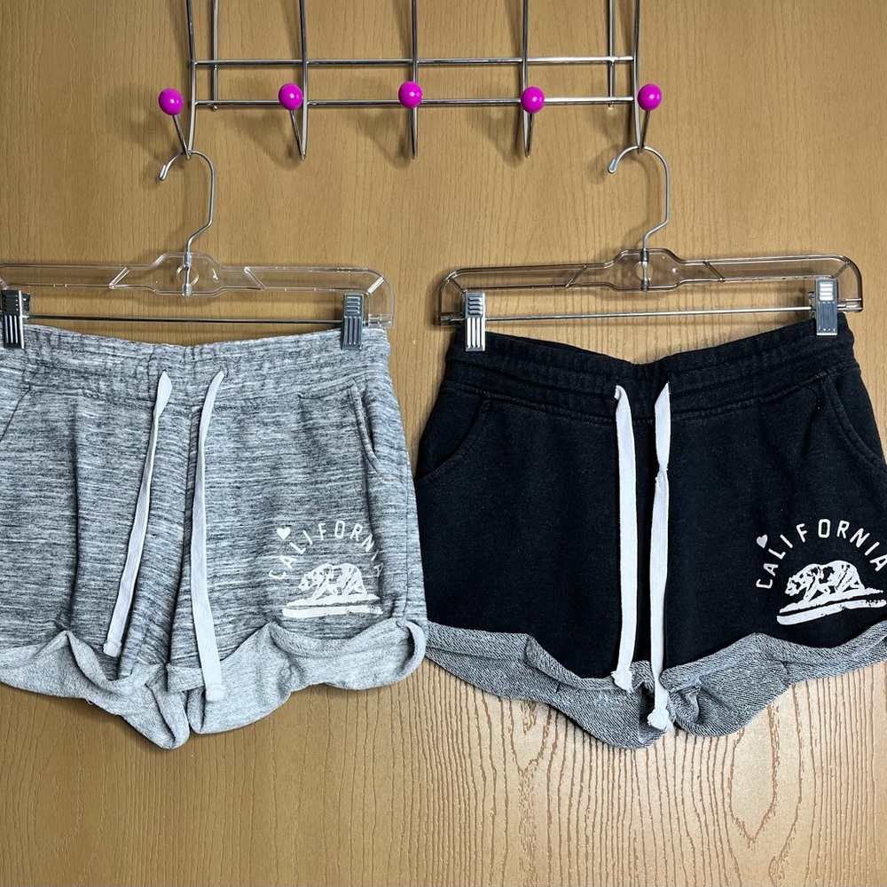 Women's Gray and Black Shorts Set